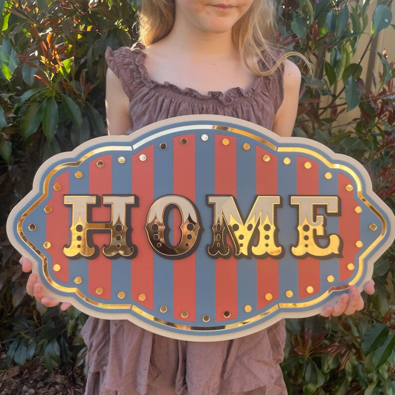 Home Wall Decor Sign | Whimsical Layered Acrylic Wall Art for Entryways, Family Spaces & Gallery Walls