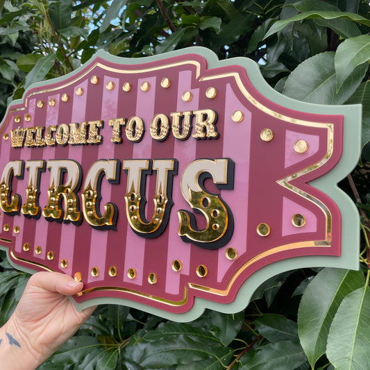 Circus Wall Decor Sign “Welcome to Our Circus” | Playroom & Nursery Wall Art | Vintage Marquee Statement Piece | Layered Acrylic