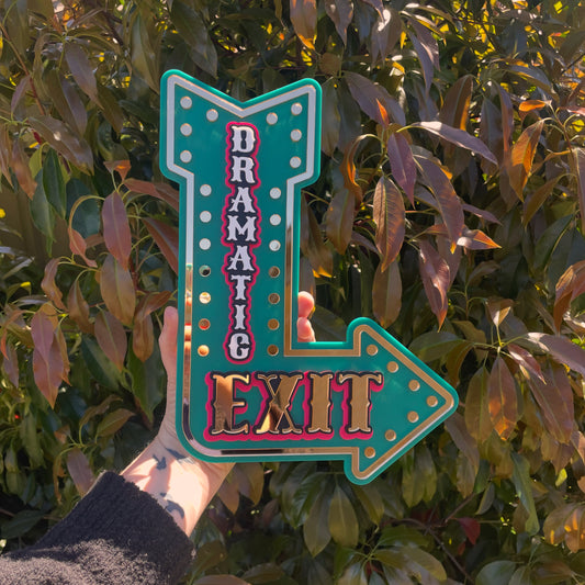 Statement Wall Decor Dramatic Exit Sign | Marquee Arrow Wall Art | Unique Gallery Wall Feature | Layered Acrylic