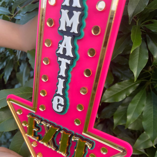 Dramatic Exit Arrow Wall Decor Sign | Marquee Arrow Wall Art | Whimsical Statement Piece for Playroom, Kids Room & Gallery Wall