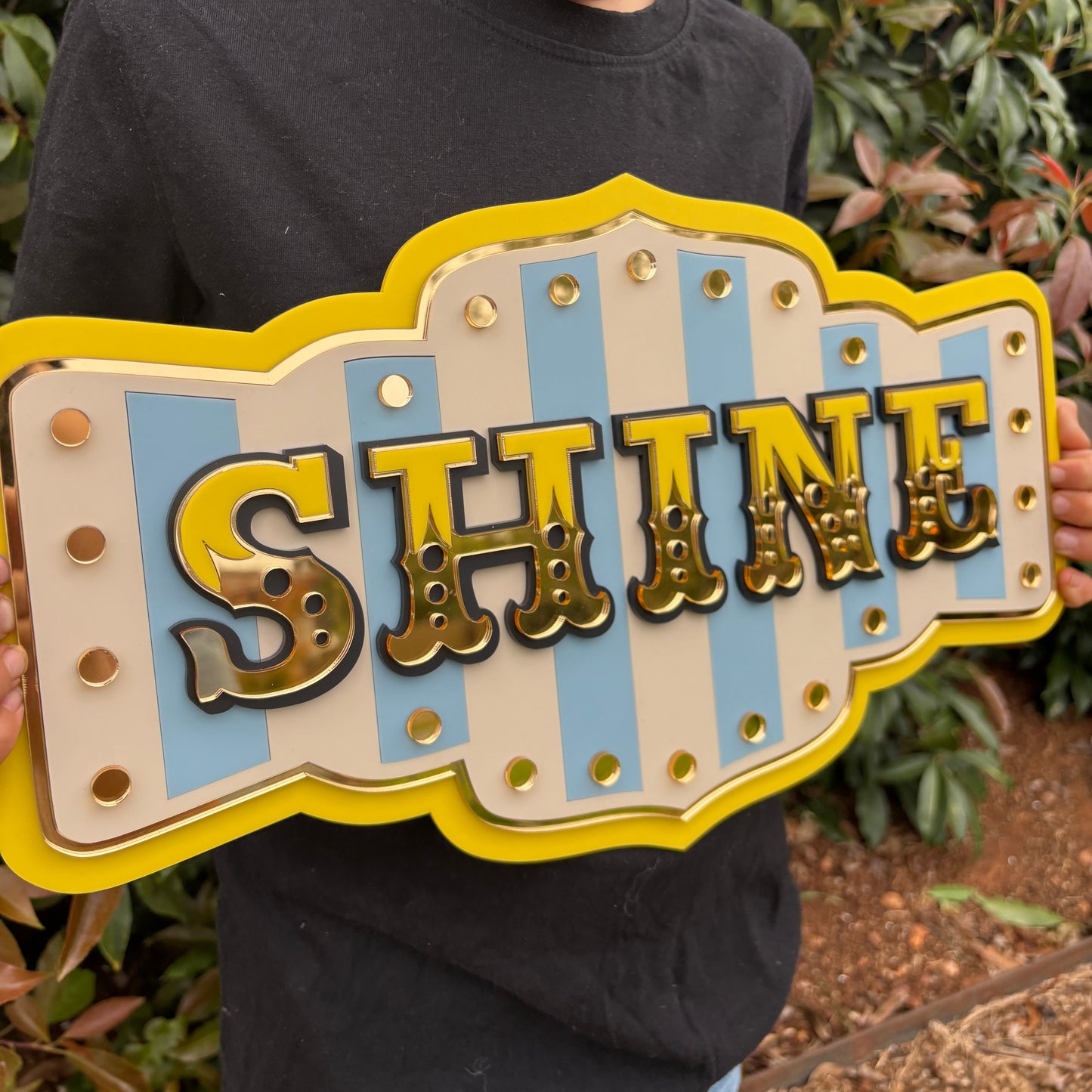 Shine Personalised Wall Decor Sign | Whimsical Layered Acrylic Wall Art for Kids Rooms, Playrooms & Creative Spaces