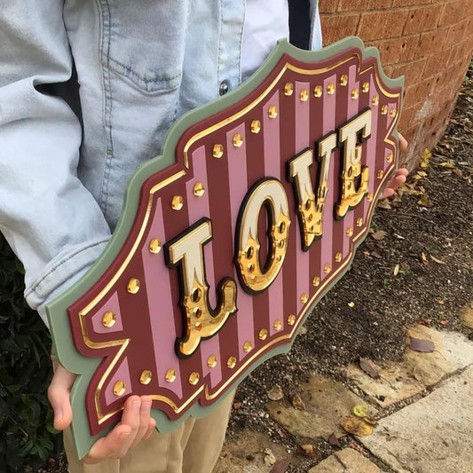 Love Wall Decor Sign | Statement Wall Art for Bedrooms, Entryways & Gallery Walls | 3D Layered Acrylic with Mirror Gold