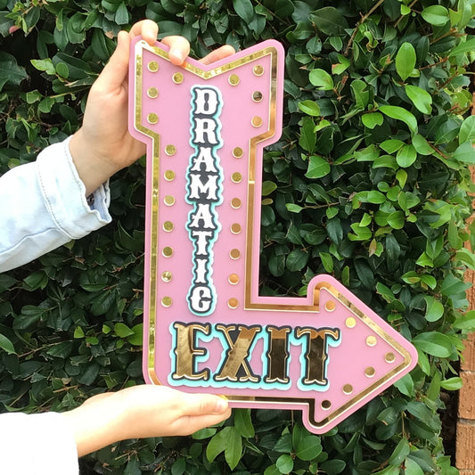 Dramatic Exit Wall Decor Sign | Marquee Arrow Wall Art | Whimsical Statement Piece for Gallery Walls, Kids Rooms & Playrooms