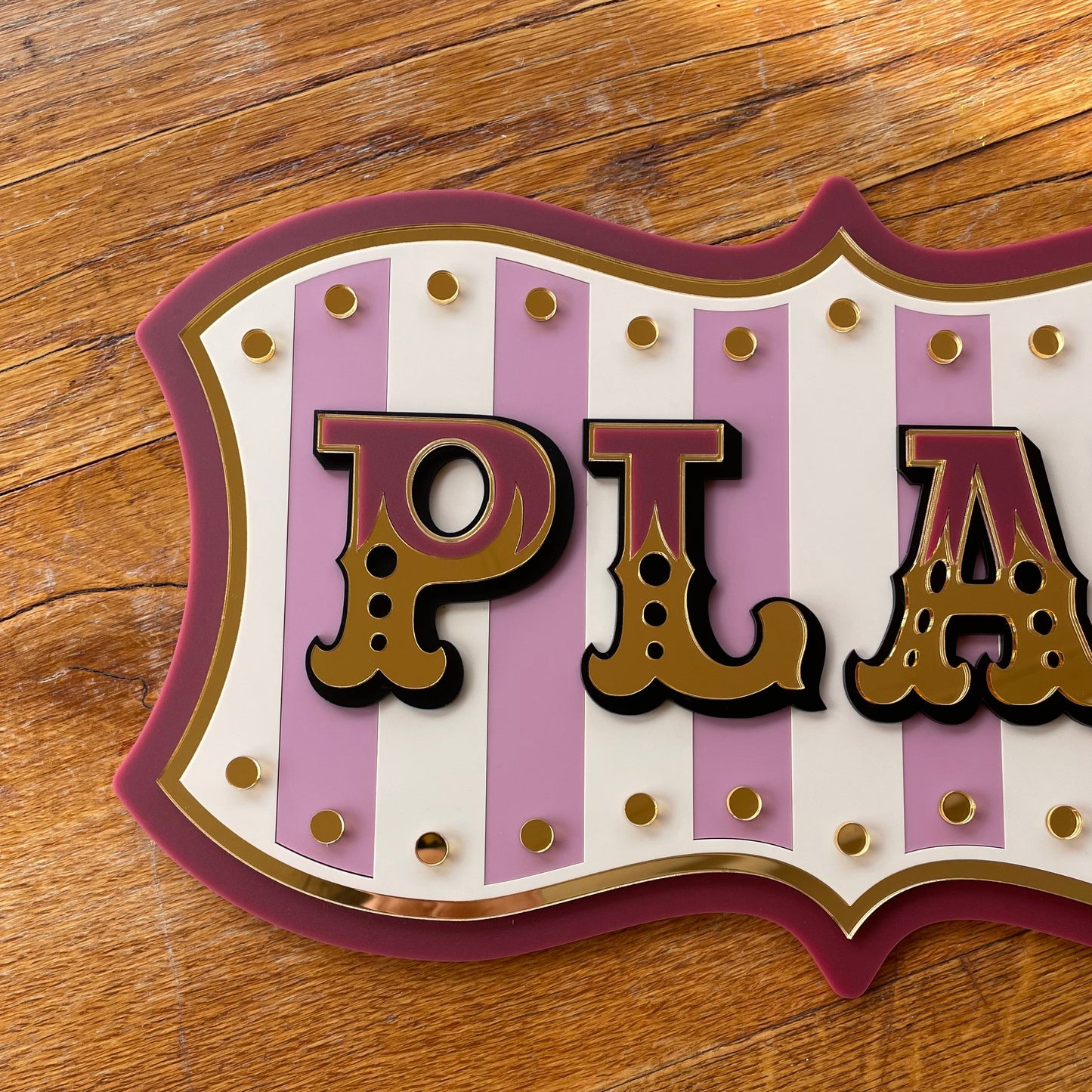 Kids Room Wall Decor “Play” Sign | Whimsical Statement Wall Art for Playroom, Nursery or Reading Nook | Layered Acrylic