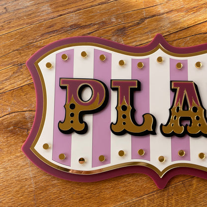 Kids Room Wall Decor “Play” Sign | Whimsical Statement Wall Art for Playroom, Nursery or Reading Nook | Layered Acrylic