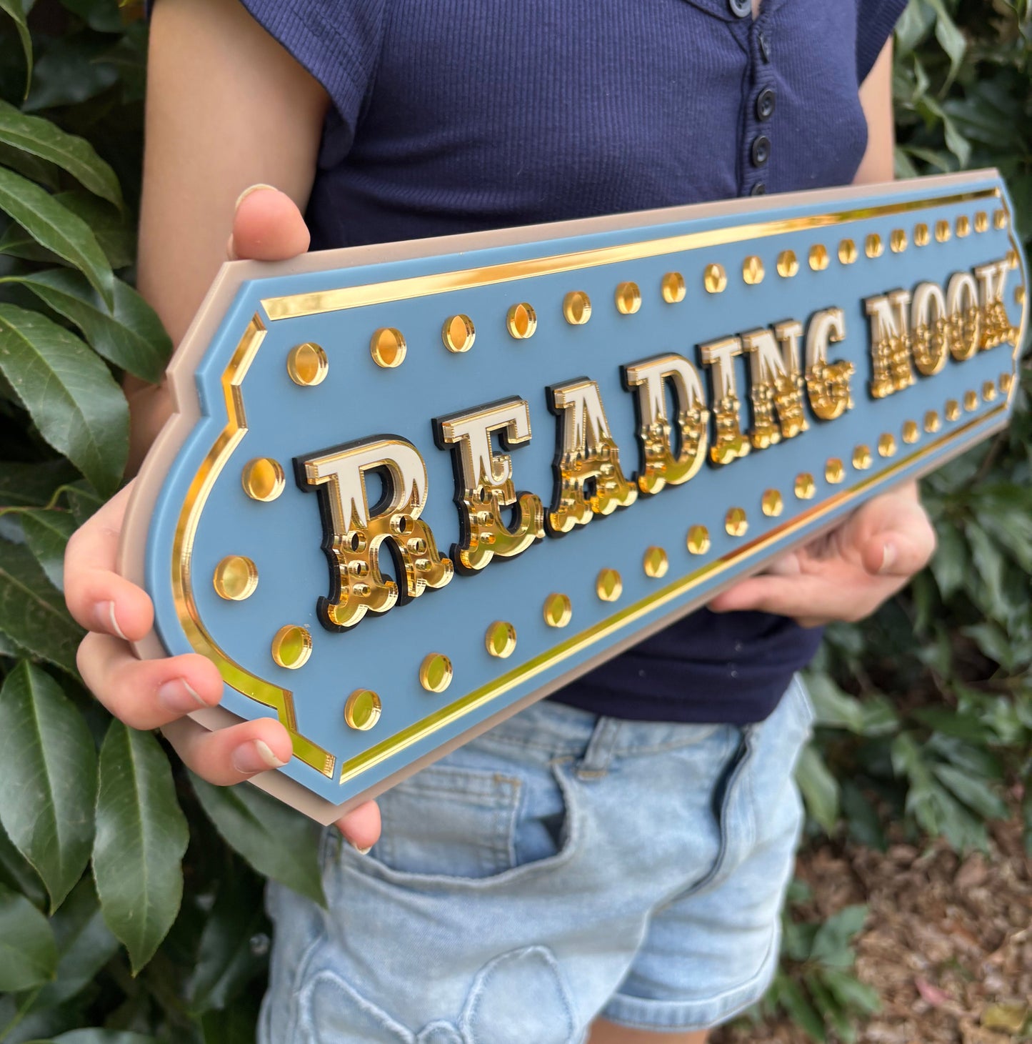 Kids Reading Nook Wall Decor | Statement Library Wall Sign | Unique Playroom or Bedroom Wall Art | Layered Acrylic