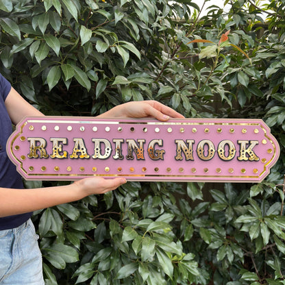 Nursery Reading Nook Decor | Kids Room Wall Art Sign | Whimsical Library Wall Decor for Playroom, Bedroom or Bookshelf