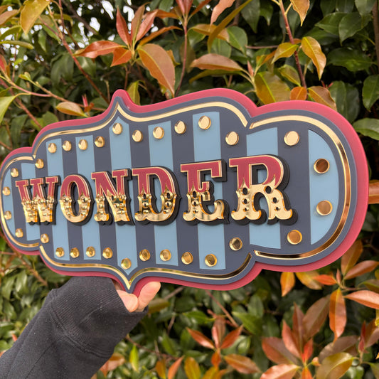Wonder Wall Decor Sign | Whimsical Layered Acrylic Wall Art for Kids Rooms, Playrooms & Reading Nooks