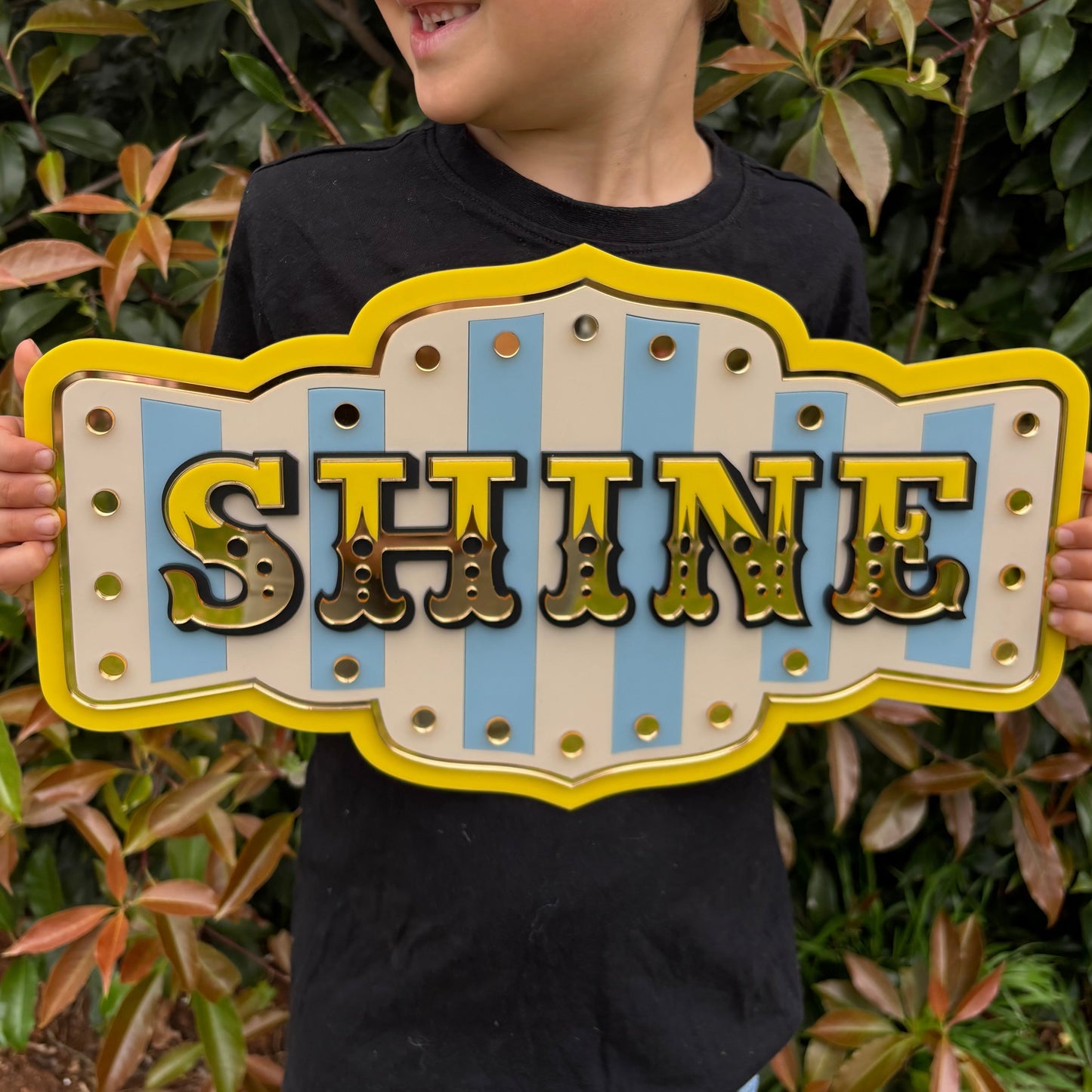 Shine Personalised Wall Decor Sign | Whimsical Layered Acrylic Wall Art for Kids Rooms, Playrooms & Creative Spaces