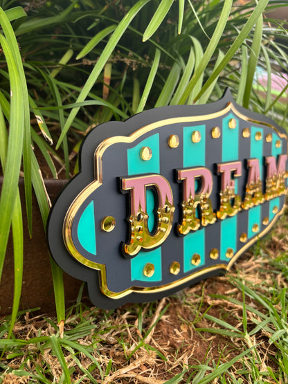Dream Wall Decor Sign | Whimsical Layered Acrylic Wall Art for Kids Rooms, Nurseries & Playrooms