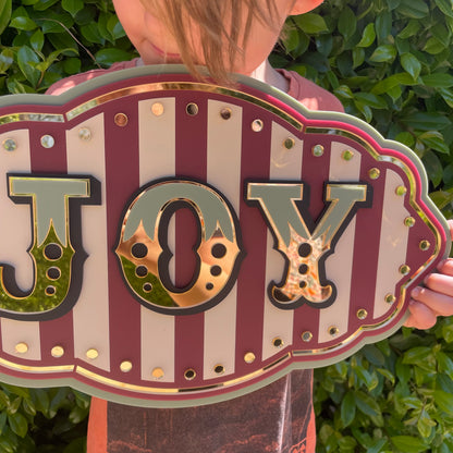 Joy Wall Decor Sign | Whimsical Layered Acrylic Wall Art for Kids Rooms, Playrooms & Creative Spaces