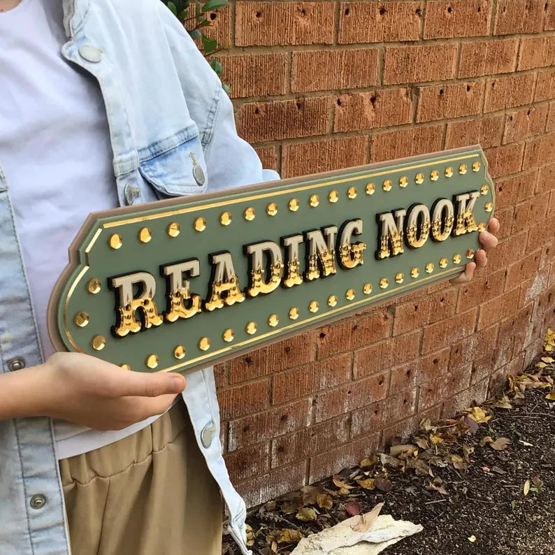Reading Nook Decor Sign | Kids Reading Corner Wall Art | Library Wall Sign for Playroom, Nursery or Classroom | Layered Acrylic