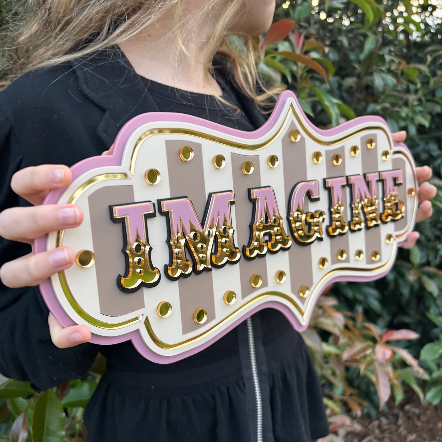 Imagine Wall Decor Sign | Whimsical Layered Acrylic Wall Art for Kids Rooms, Nurseries & Playrooms