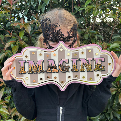 Imagine Wall Decor Sign | Whimsical Layered Acrylic Wall Art for Kids Rooms, Nurseries & Playrooms