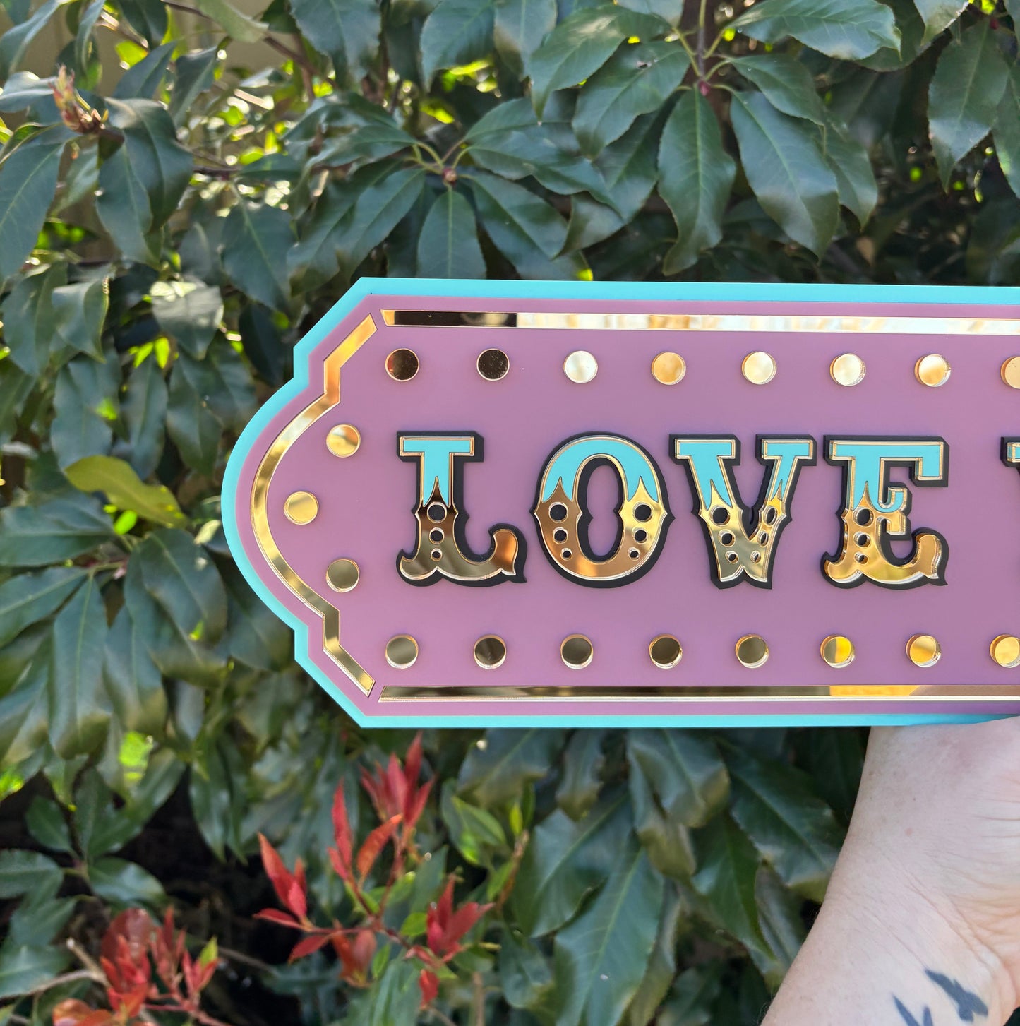 Love You, Bye Marquee Wall Sign | Pink Layered Acrylic Statement Decor