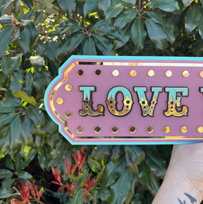 Love You, Bye Marquee Wall Sign | Pink Layered Acrylic Statement Decor