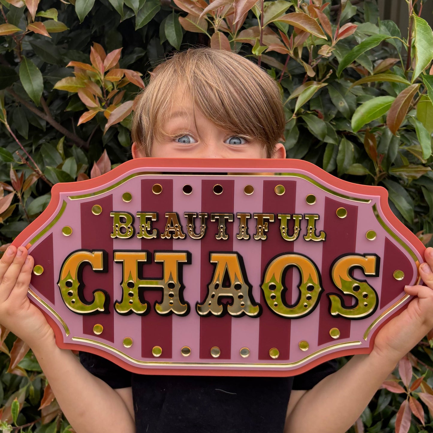 Beautiful Chaos Wall Sign | Whimsical Layered Acrylic Wall Art for Playrooms, Bedrooms & Creative Spaces