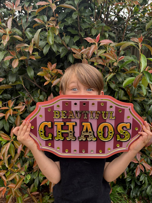 Beautiful Chaos Wall Sign – Whimsical Layered Acrylic Wall Art