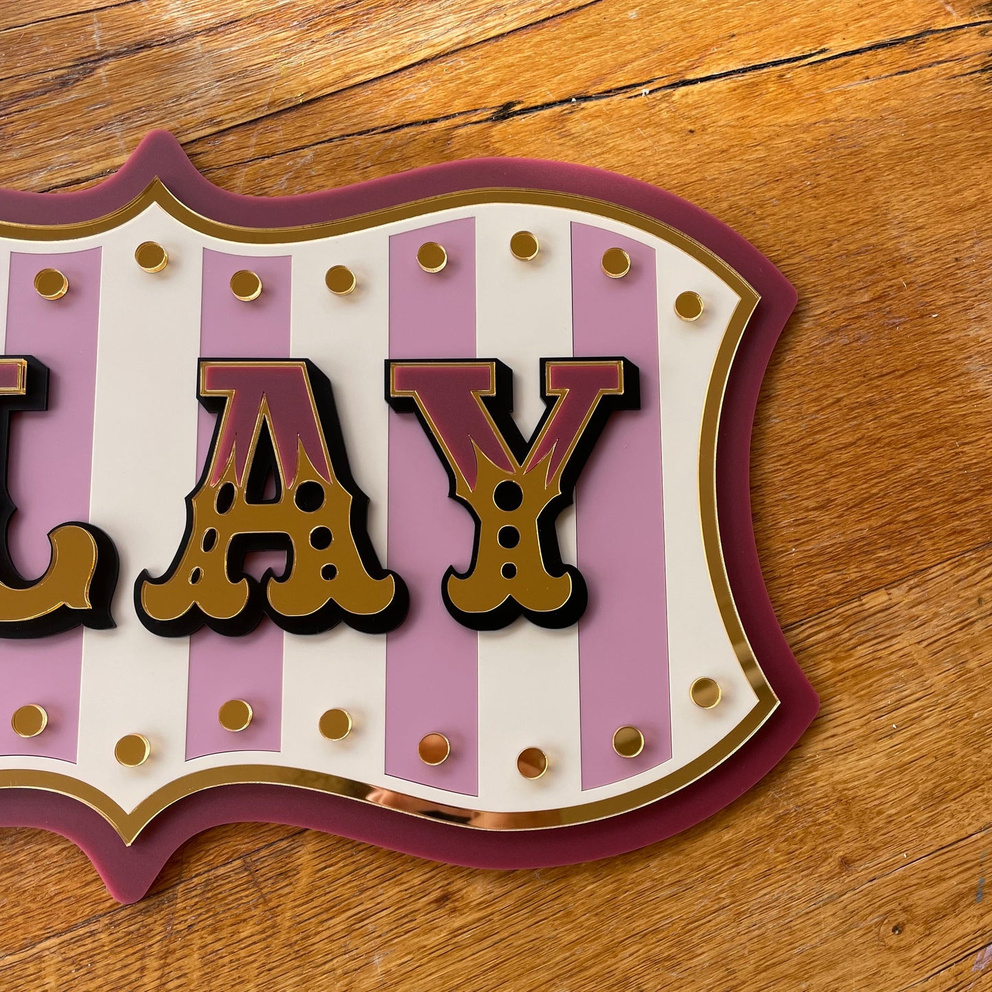 Kids Room Wall Decor “Play” Sign | Whimsical Statement Wall Art for Playroom, Nursery or Reading Nook | Layered Acrylic