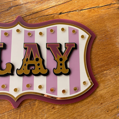 Kids Room Wall Decor “Play” Sign | Whimsical Statement Wall Art for Playroom, Nursery or Reading Nook | Layered Acrylic