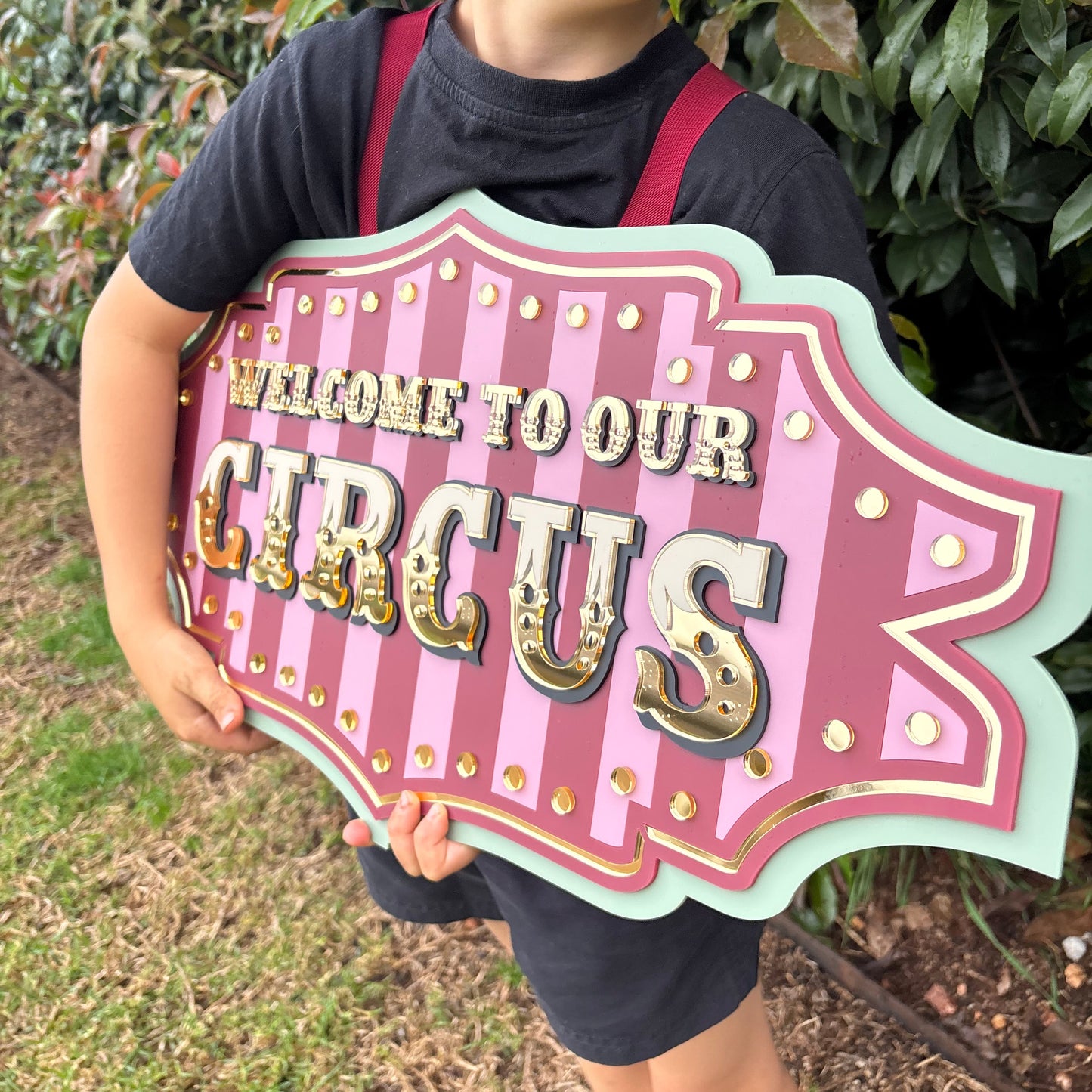 Marquee Circus Wall Decor Sign “Welcome to Our Circus” | Playroom & Nursery Wall Art | Vintage Inspired Statement Piece | Layered Acrylic