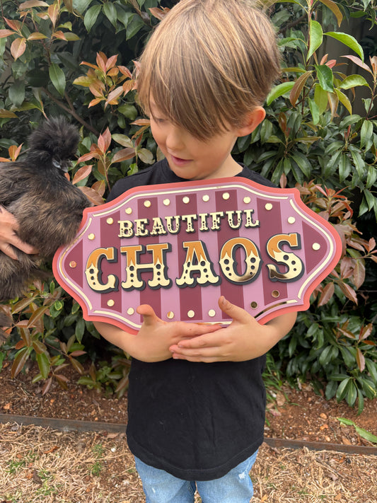 Beautiful Chaos Wall Sign – Whimsical Layered Acrylic Wall Art