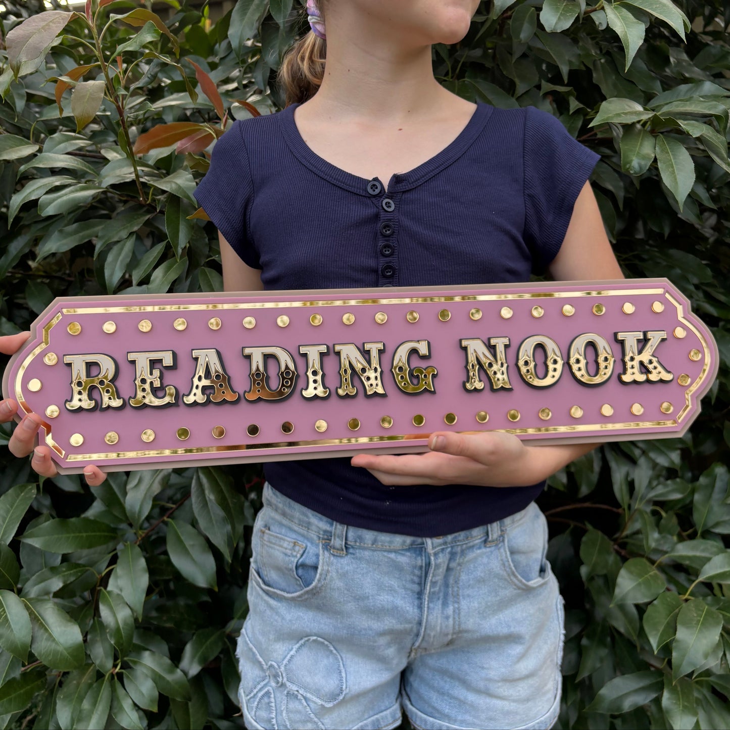 Nursery Reading Nook Decor | Kids Room Wall Art Sign | Whimsical Library Wall Decor for Playroom, Bedroom or Bookshelf