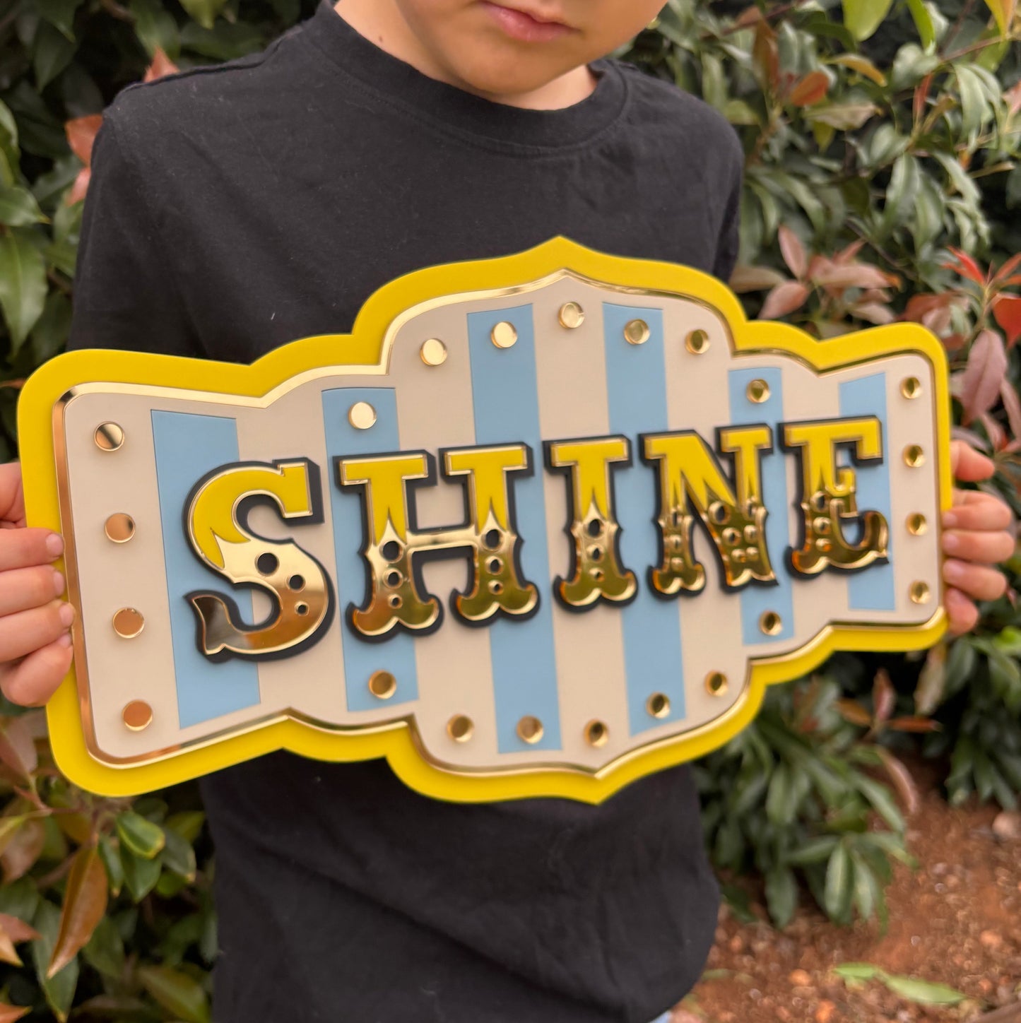 Shine Personalised Wall Decor Sign | Whimsical Layered Acrylic Wall Art for Kids Rooms, Playrooms & Creative Spaces