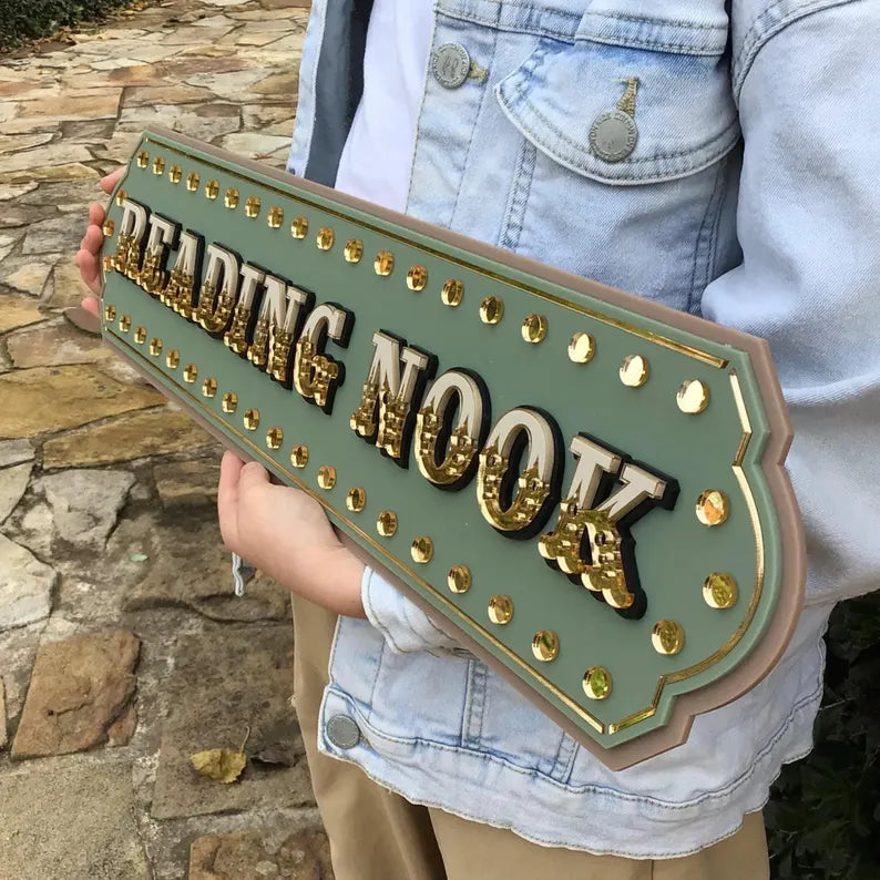 Reading Nook Decor Sign | Kids Reading Corner Wall Art | Library Wall Sign for Playroom, Nursery or Classroom | Layered Acrylic