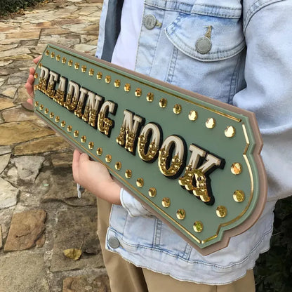 Reading Nook Decor Sign | Kids Reading Corner Wall Art | Library Wall Sign for Playroom, Nursery or Classroom | Layered Acrylic