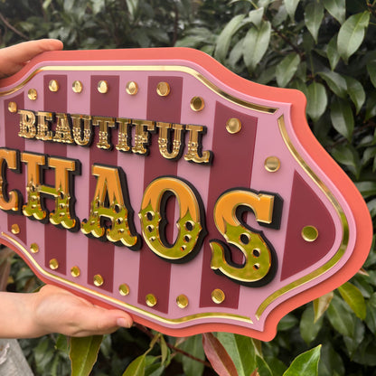 Beautiful Chaos Wall Sign | Whimsical Layered Acrylic Wall Art for Playrooms, Bedrooms & Creative Spaces