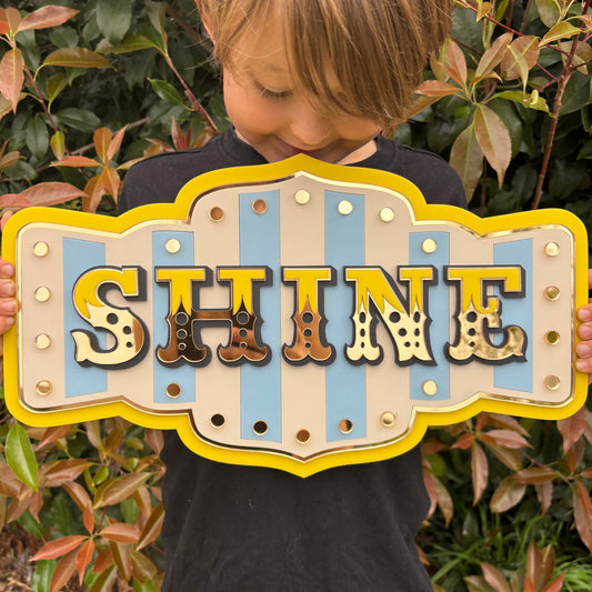 Shine Wall Decor Sign | Whimsical Layered Acrylic Wall Art for Kids Rooms, Playrooms & Creative Spaces