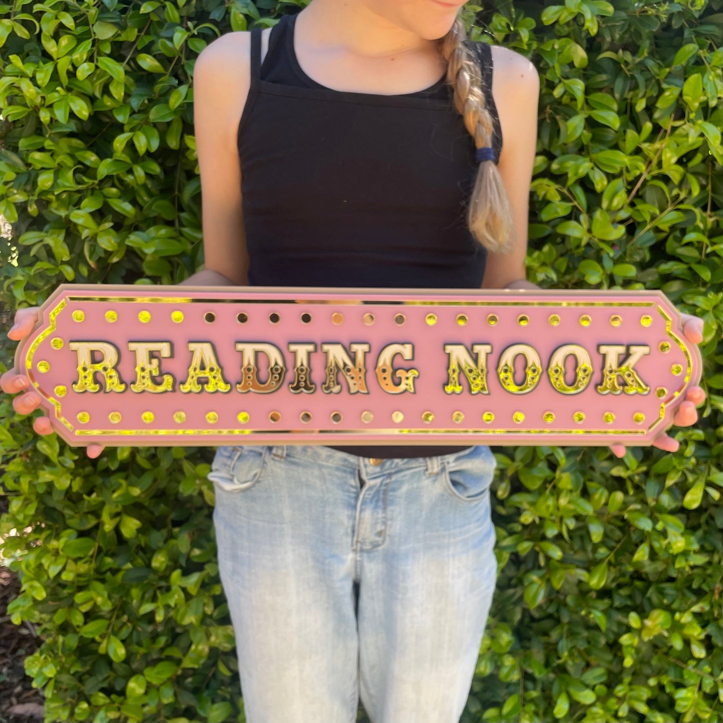 Nursery Reading Nook Decor | Kids Room Wall Art Sign | Whimsical Library Wall Decor for Playroom, Bedroom or Bookshelf