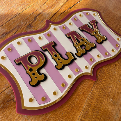 Kids Room Wall Decor “Play” Sign | Whimsical Statement Wall Art for Playroom, Nursery or Reading Nook | Layered Acrylic