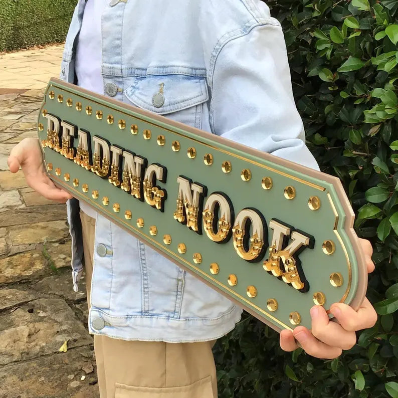 Reading Nook Decor Sign | Kids Reading Corner Wall Art | Library Wall Sign for Playroom, Nursery or Classroom | Layered Acrylic