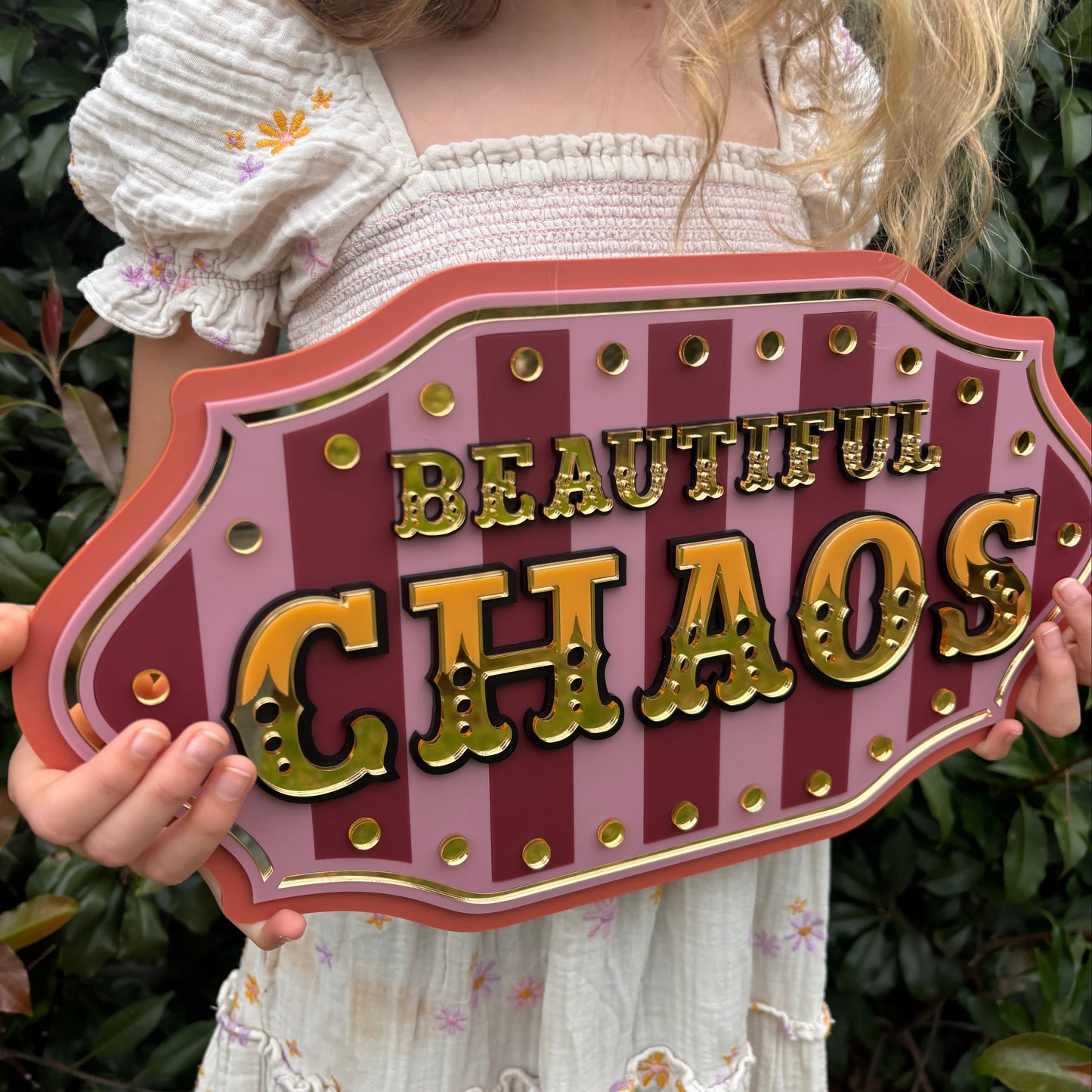 Beautiful Chaos Wall Sign | Whimsical Layered Acrylic Wall Art for Playrooms, Bedrooms & Creative Spaces