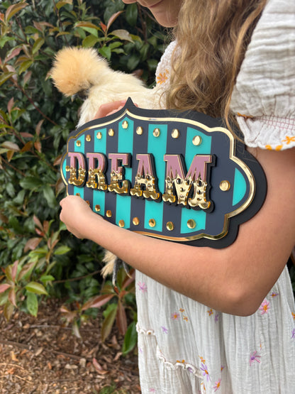 Dream Wall Decor Sign | Whimsical Layered Acrylic Wall Art for Kids Rooms, Nurseries & Playrooms