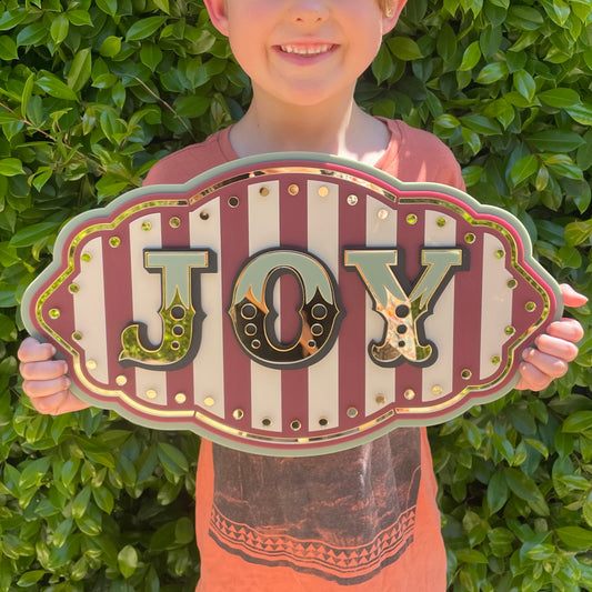 Joy Wall Decor Sign | Whimsical Layered Acrylic Wall Art for Kids Rooms, Playrooms & Creative Spaces
