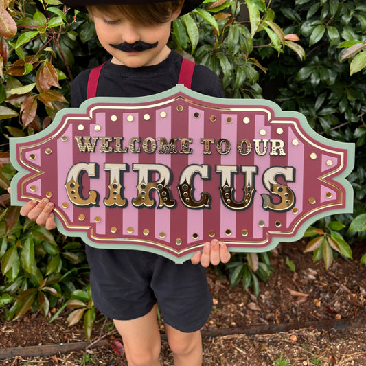 Marquee Circus Wall Decor Sign “Welcome to Our Circus” | Playroom & Nursery Wall Art | Vintage Inspired Statement Piece | Layered Acrylic