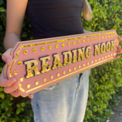 Nursery Reading Nook Decor | Kids Room Wall Art Sign | Whimsical Library Wall Decor for Playroom, Bedroom or Bookshelf