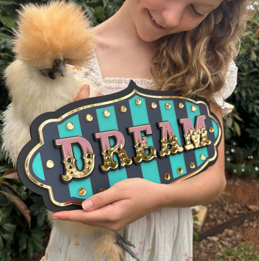 Dream Wall Decor Sign | Whimsical Layered Acrylic Wall Art for Kids Rooms, Nurseries & Playrooms