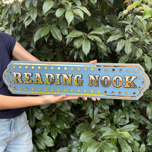 Kids Reading Nook Wall Decor | Statement Library Wall Sign | Unique Playroom or Bedroom Wall Art | Layered Acrylic
