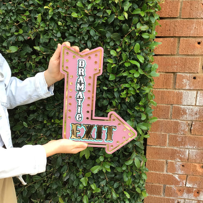Dramatic Exit Wall Decor Sign | Marquee Arrow Wall Art | Whimsical Statement Piece for Gallery Walls, Kids Rooms & Playrooms