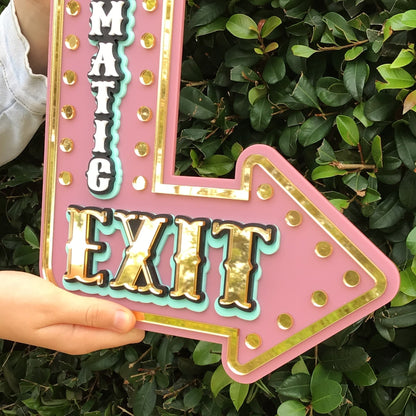 Dramatic Exit Wall Decor Sign | Marquee Arrow Wall Art | Whimsical Statement Piece for Gallery Walls, Kids Rooms & Playrooms