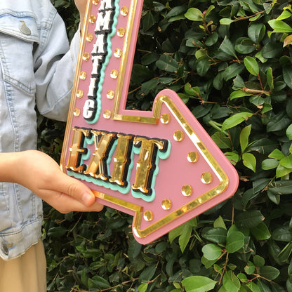 Dramatic Exit Wall Decor Sign | Marquee Arrow Wall Art | Whimsical Statement Piece for Gallery Walls, Kids Rooms & Playrooms