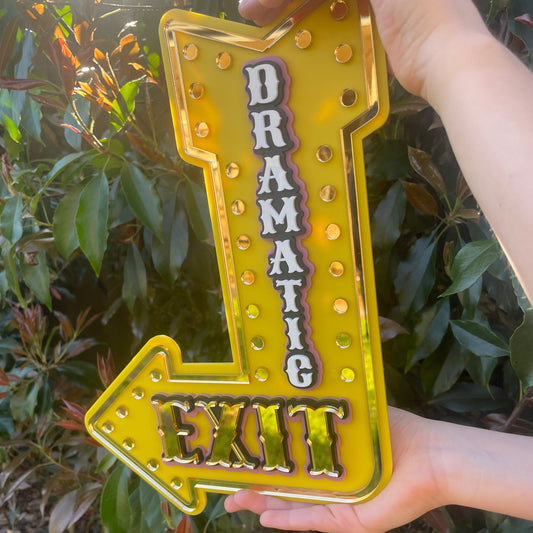 Theatre Inspired Wall Decor Dramatic Exit Sign | Vintage Marquee Arrow | Playroom, Studio or Creative Space Wall Art