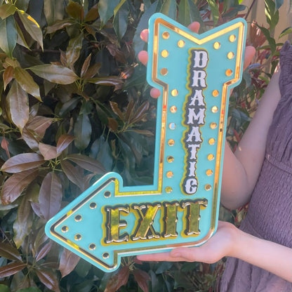 Playroom Wall Decor Dramatic Exit Sign | Fun Marquee Arrow Wall Art | Whimsical Statement Piece for Kids Rooms & Creative Spaces