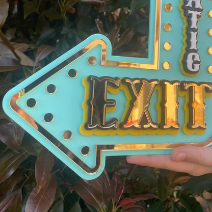 Playroom Wall Decor Dramatic Exit Sign | Fun Marquee Arrow Wall Art | Whimsical Statement Piece for Kids Rooms & Creative Spaces