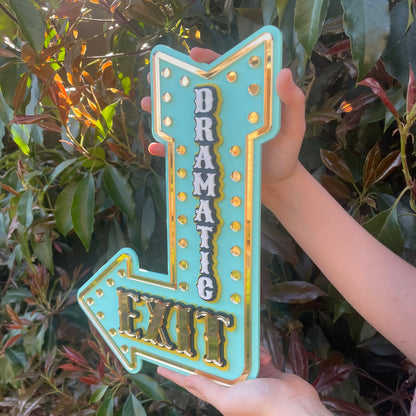 Playroom Wall Decor Dramatic Exit Sign | Fun Marquee Arrow Wall Art | Whimsical Statement Piece for Kids Rooms & Creative Spaces