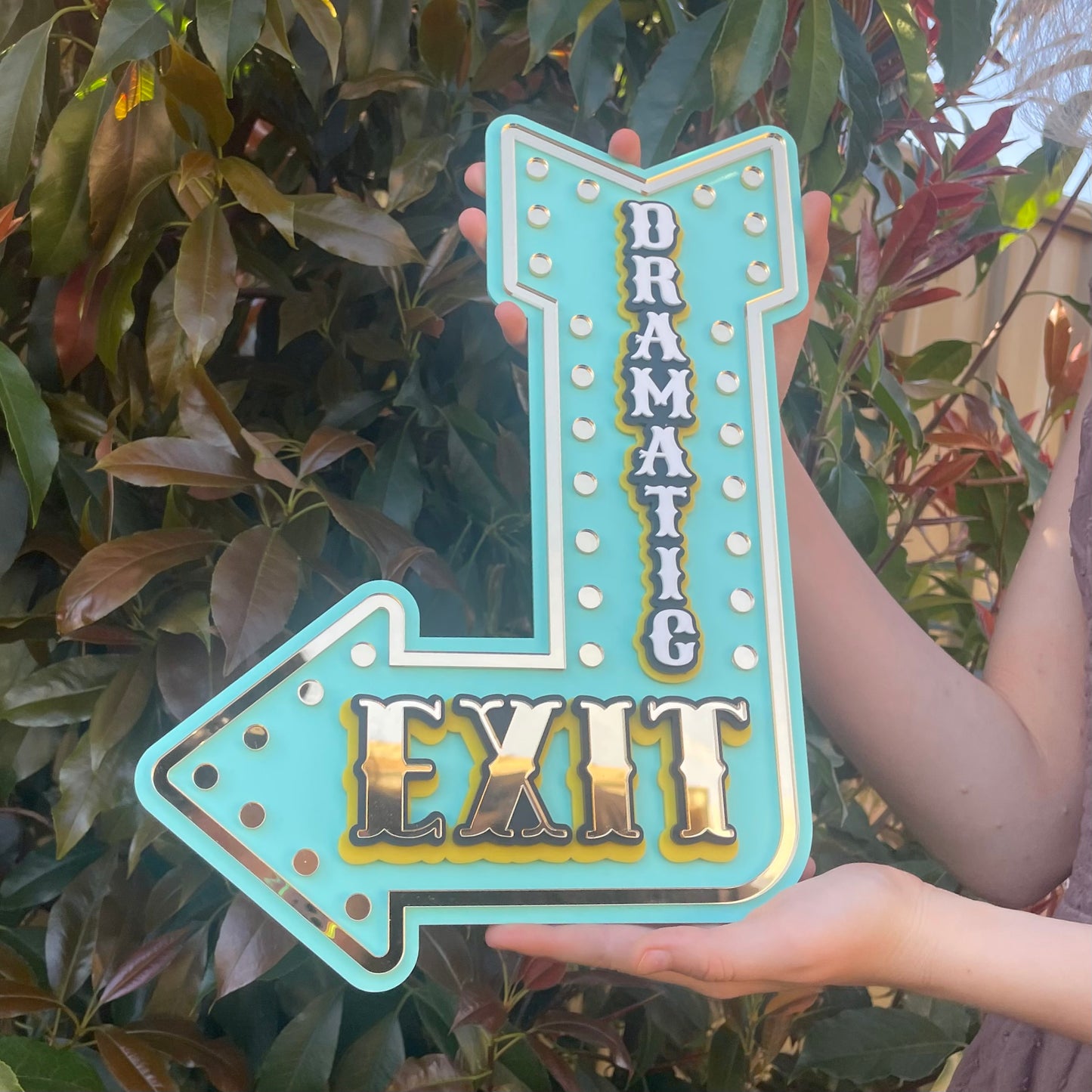 Playroom Wall Decor Dramatic Exit Sign | Fun Marquee Arrow Wall Art | Whimsical Statement Piece for Kids Rooms & Creative Spaces
